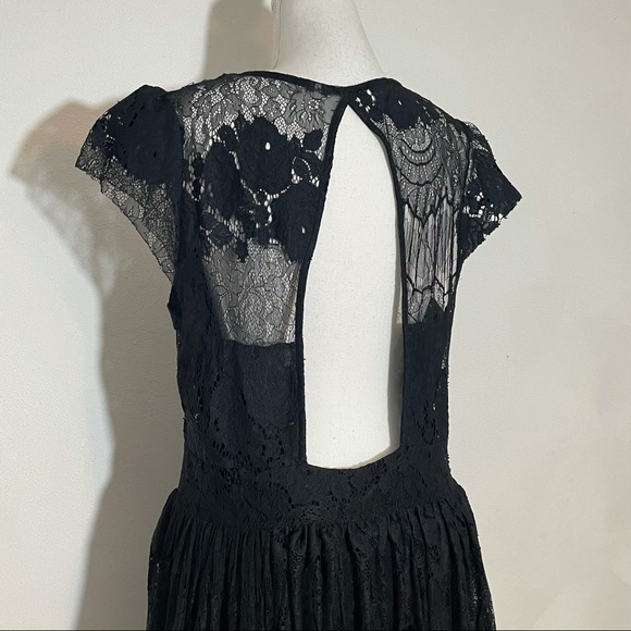 Free People Black Lace Sweetheart Witchy Dress L - Picture 8 of 11